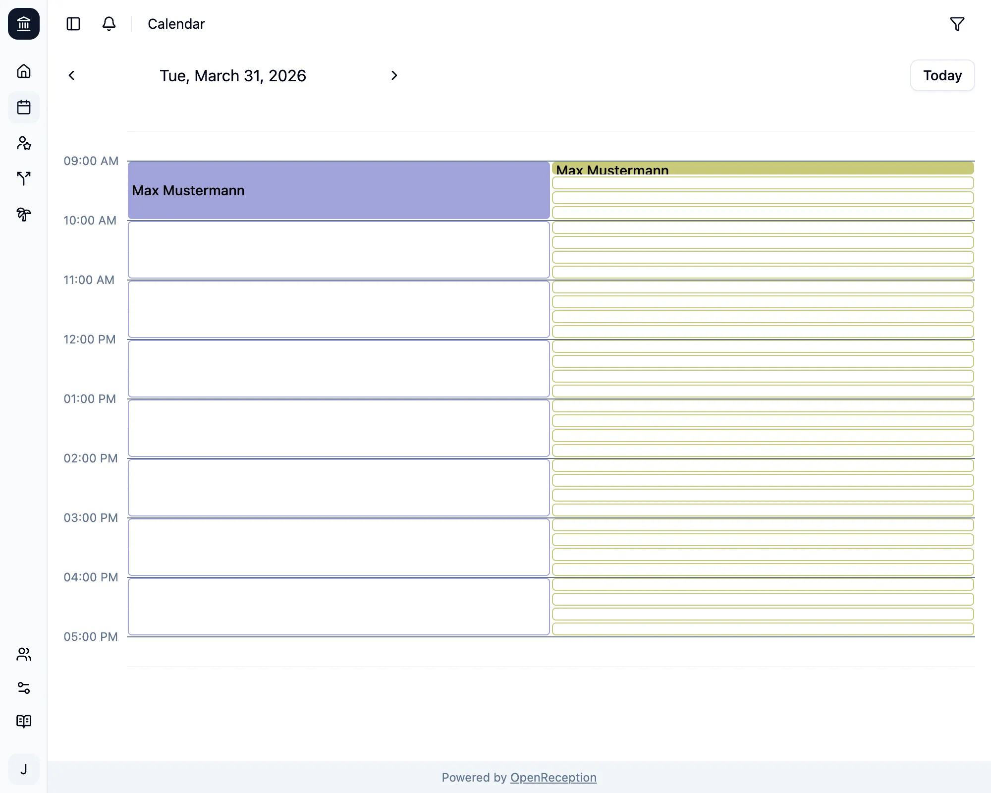 Calendar with appointments