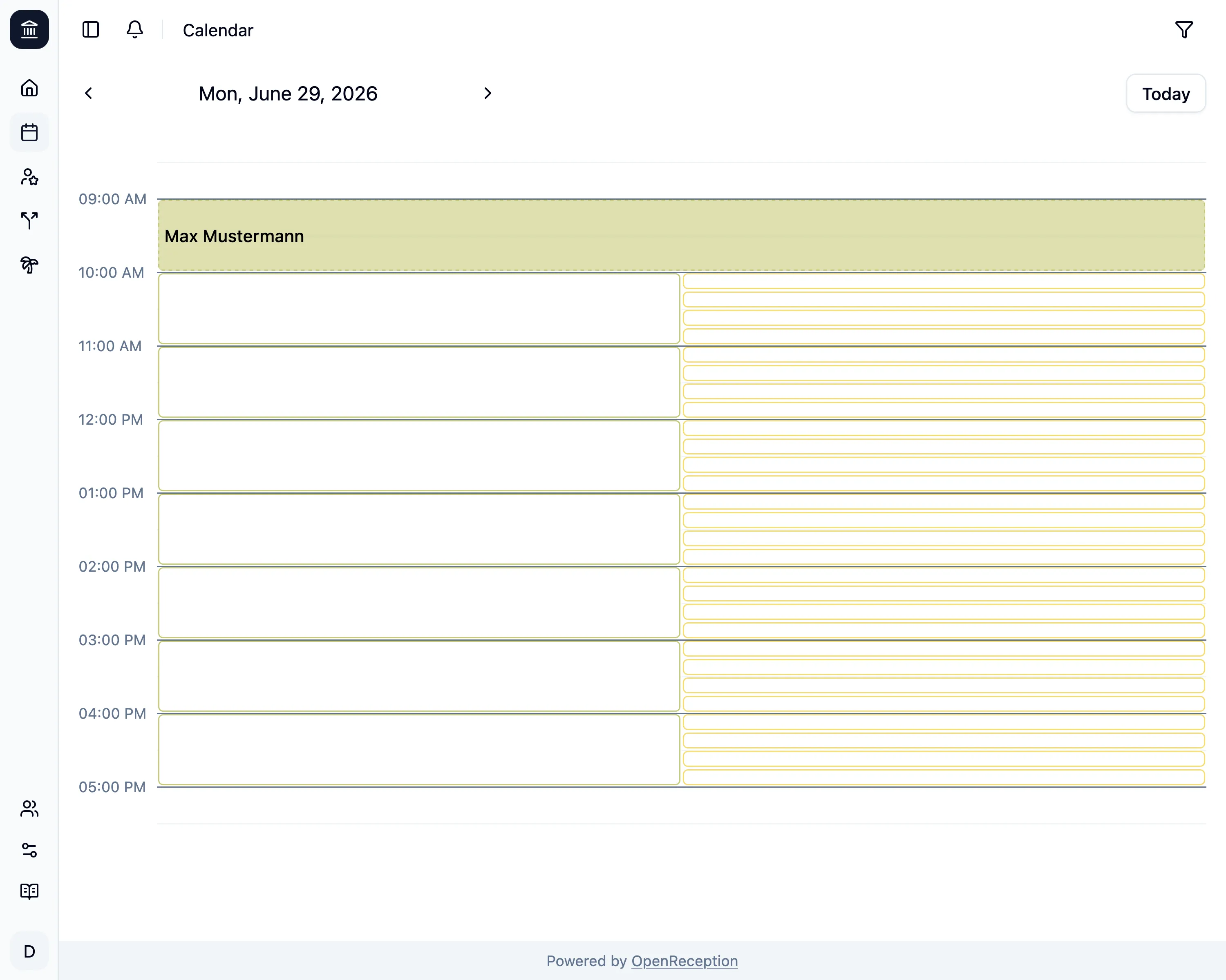 Calendar with appointments