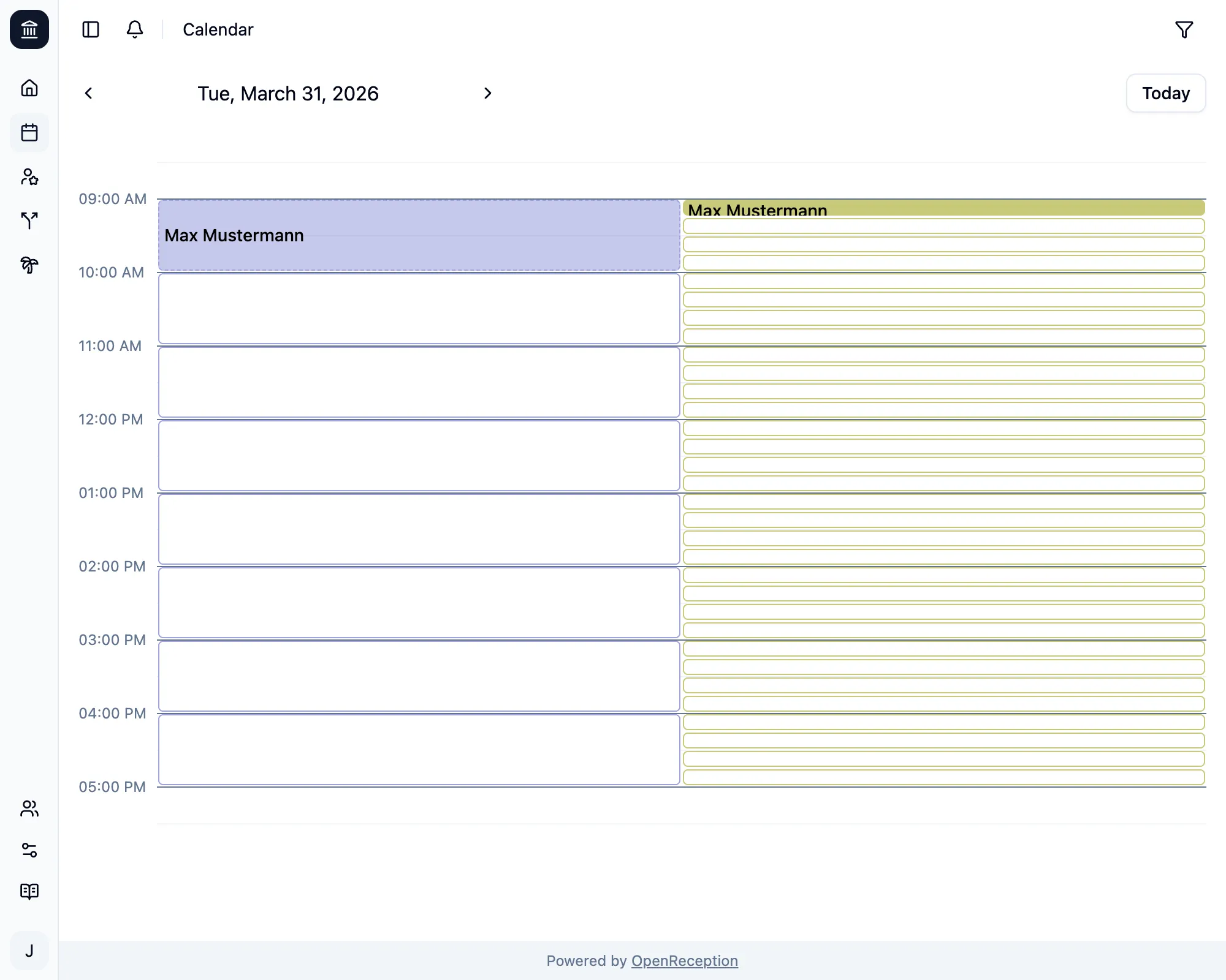 Calendar with appointments