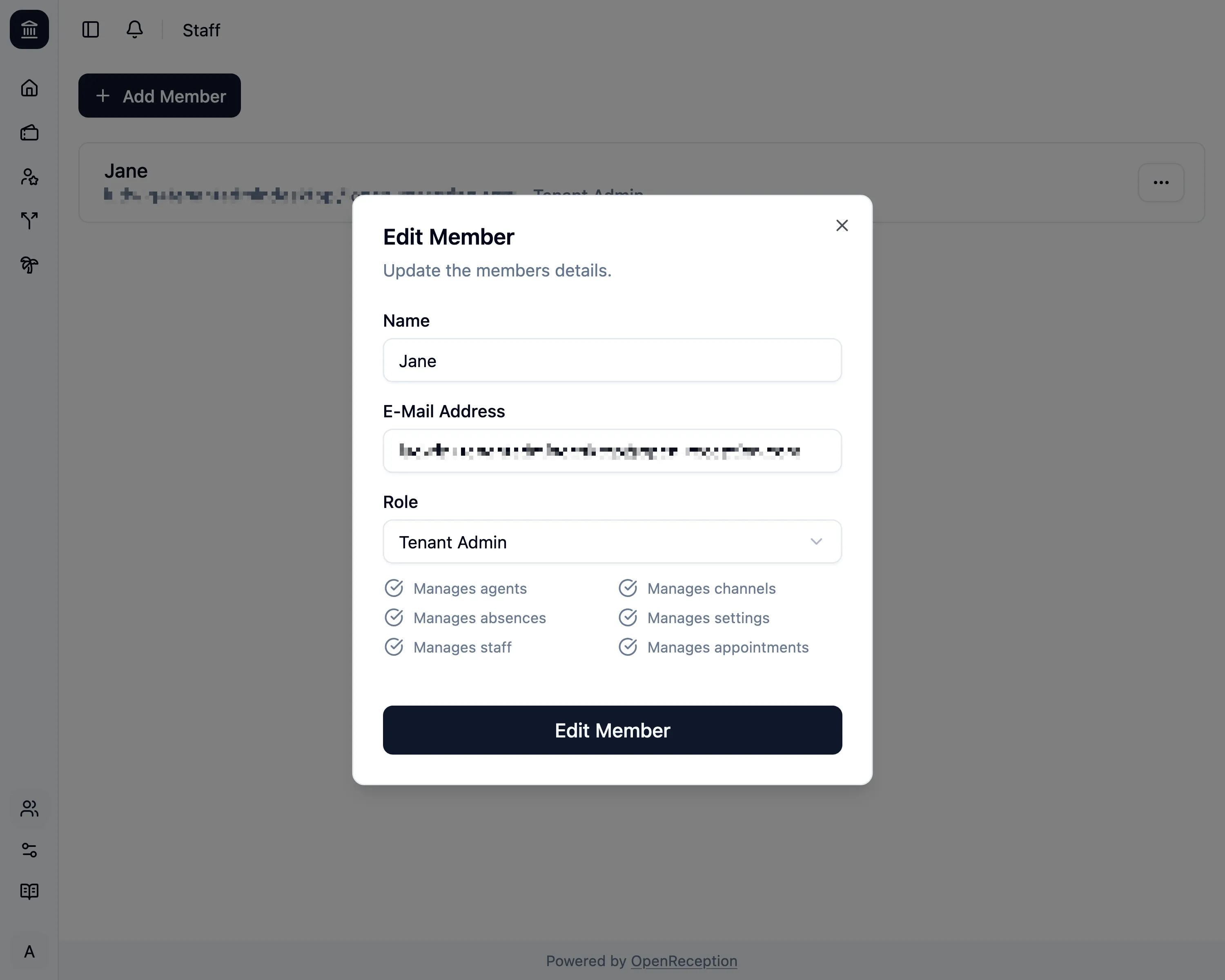 Edit staff member form