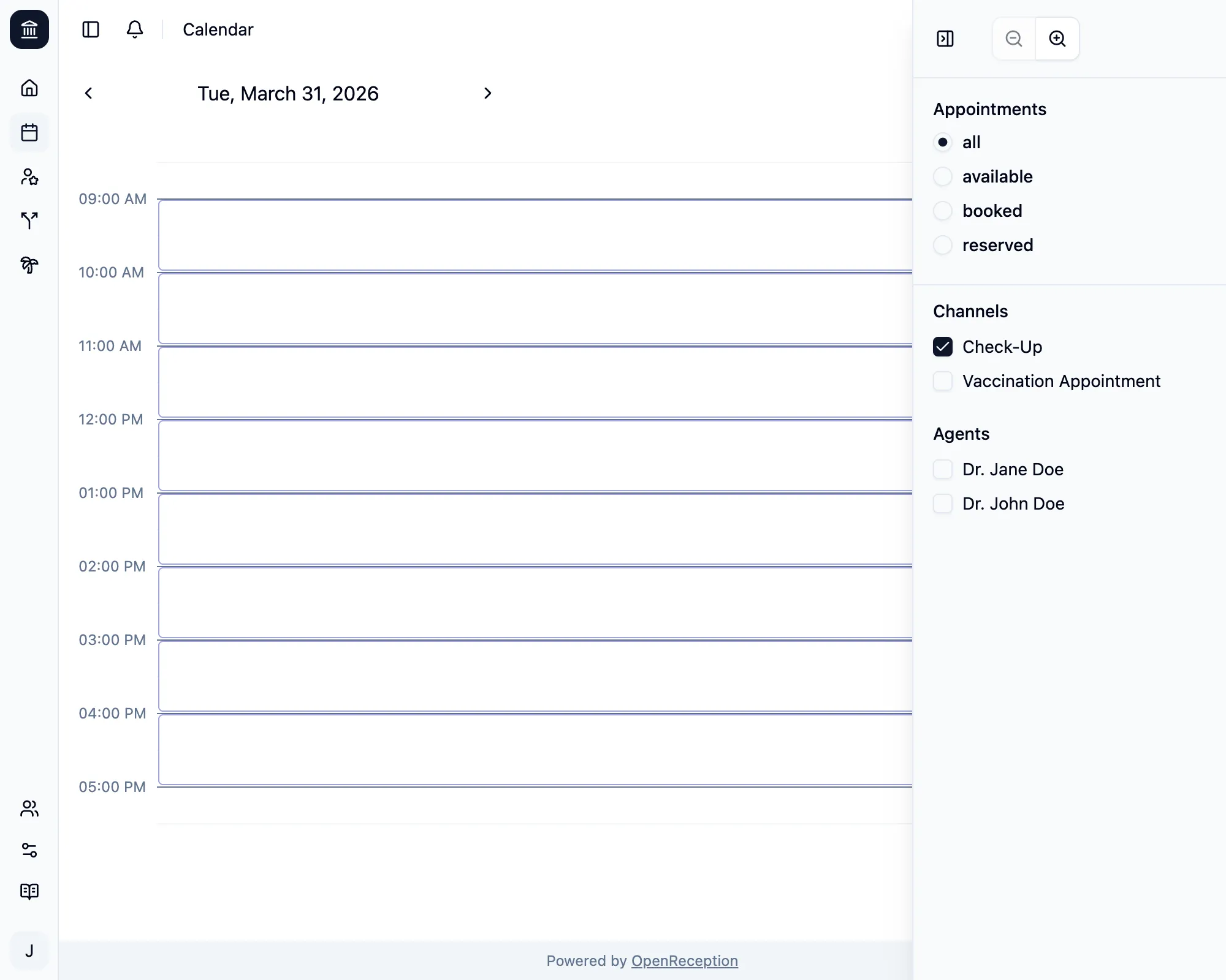 Calendar with channel filter