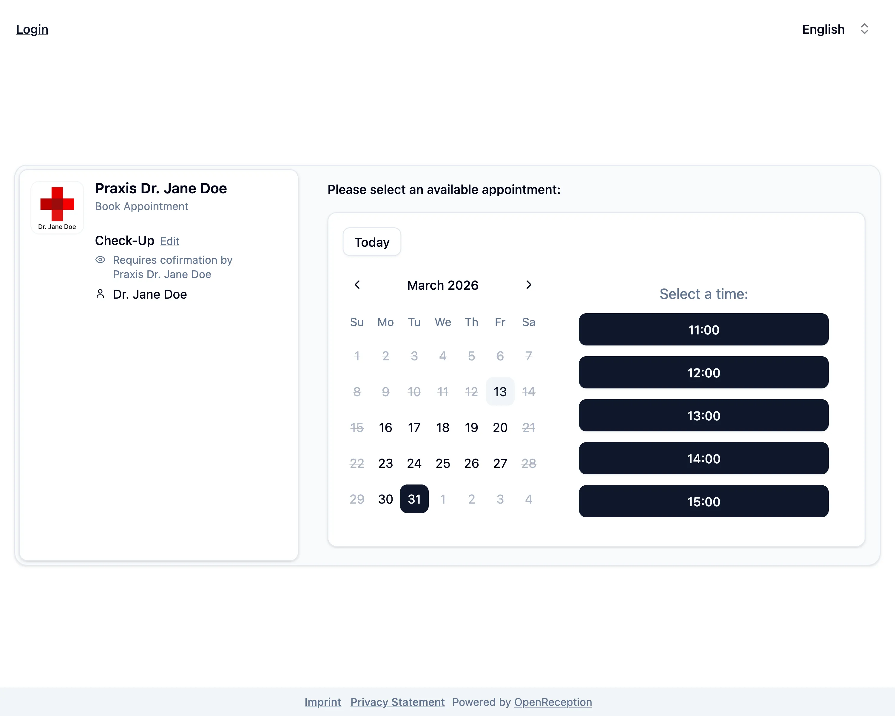 Select date and time