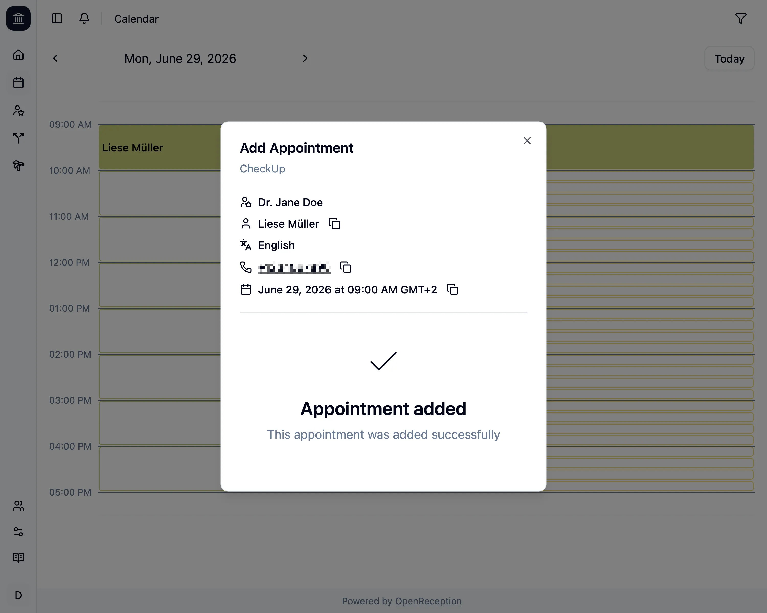Appointment added